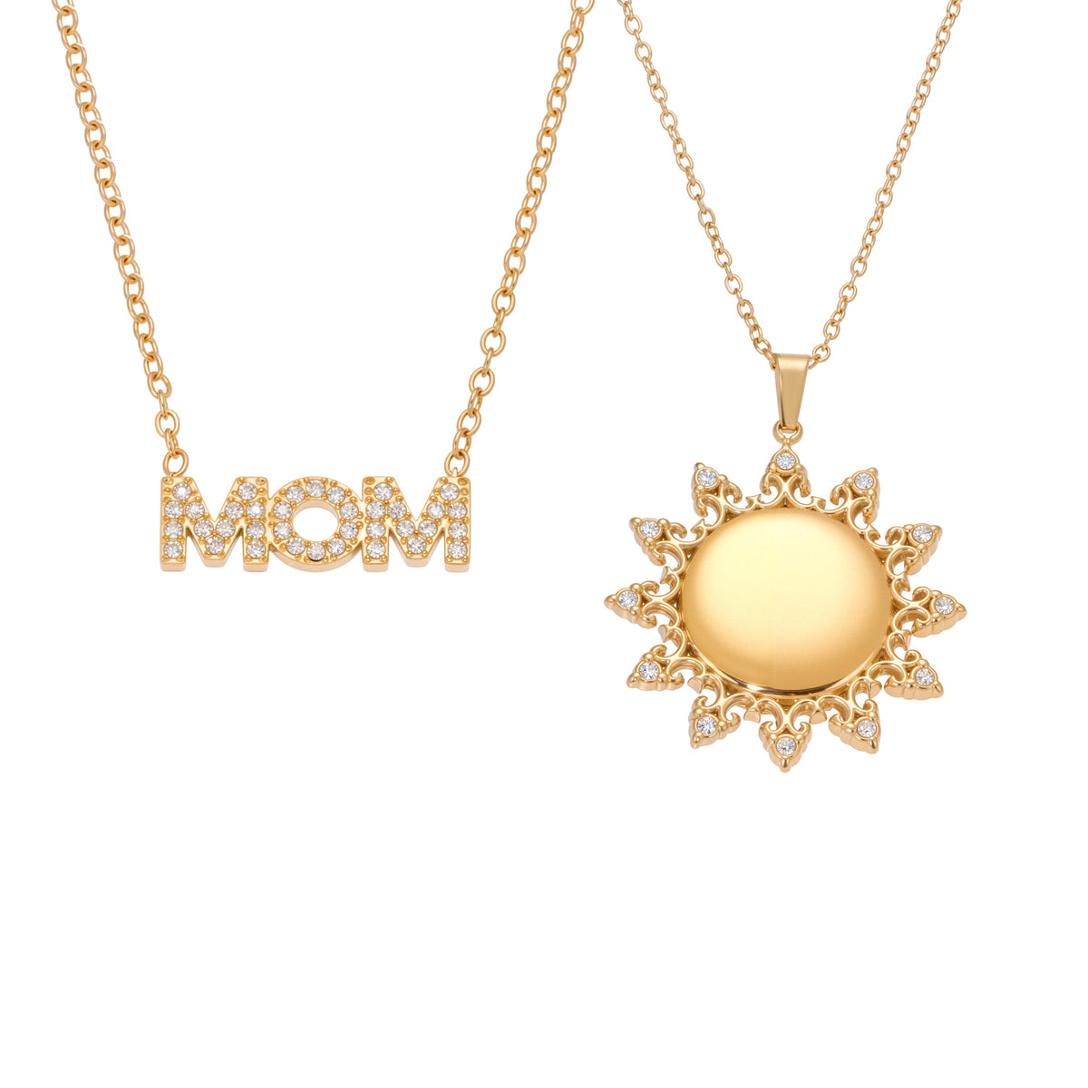B廠-氣質字母鋯石MOM項鍊太陽花吊墜鍍18K金時尚飾品母親節禮物「P1230-1232」25.08-2