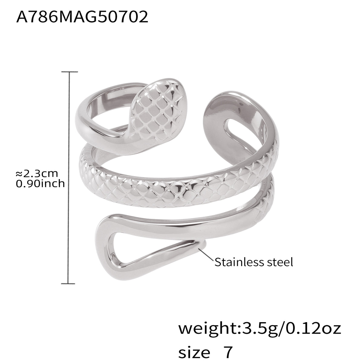 B廠-歐美不鏽鋼蛇形戒指小眾開口指環本命年鈦鋼飾品跨境rings「A786-A787」25.07-2