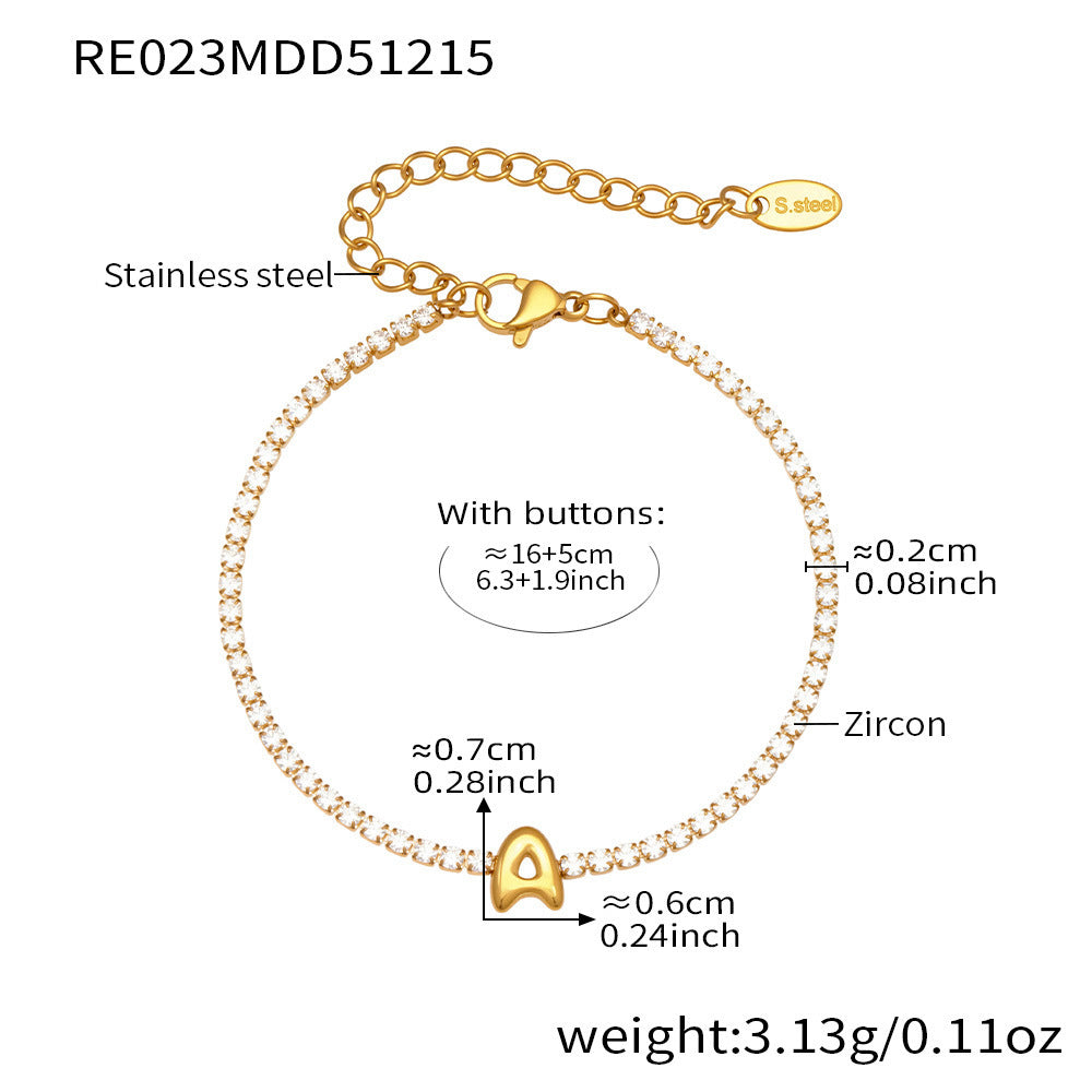 B廠-爆閃爪鑲鋯石26字母手鍊 不鏽鋼鍍18k真金時尚精緻氣質珠寶首飾女「RE023」25.12-3