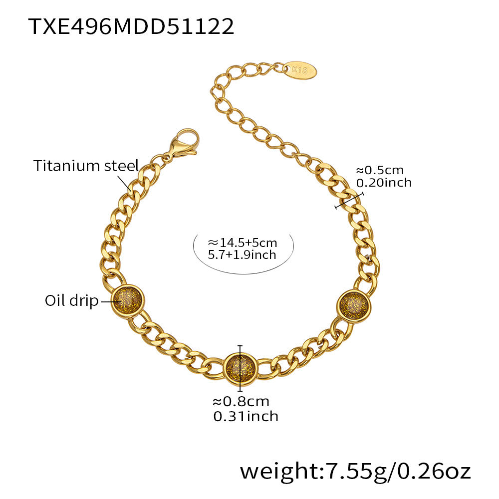 B廠-歐美熱銷款仿珍珠流蘇項鍊手鍊不鏽鋼鍍18k金ins小眾設計首飾套裝「TXP496」25.11-4