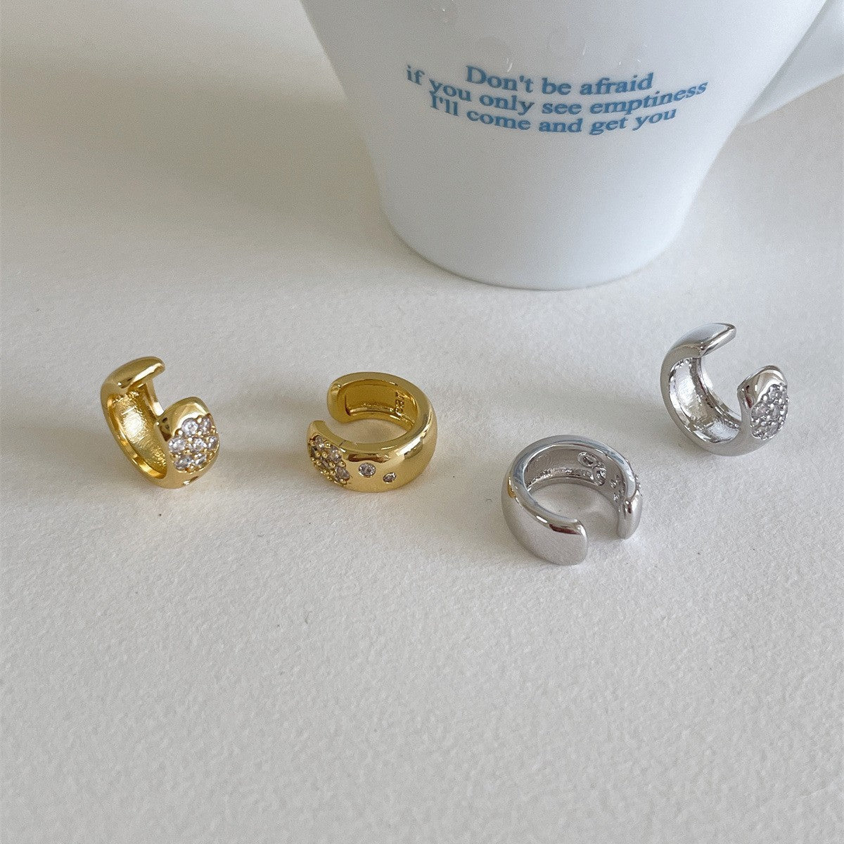 C廠-簡約冷淡風鋯石耳夾女秋冬新款冷淡風時尚氣質耳環百搭高級感耳飾「EJ-41」25.10-3