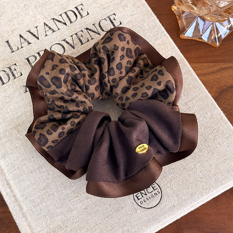 E廠-韓系氣質豹紋拼色大腸圈女百搭小眾馬尾髮繩頭繩新款高級感髮飾「27772」25.12-2