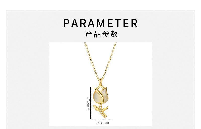 D廠-S999足銀鬱金香項鍊日常精緻百搭鎖骨鏈輕奢高級感頸飾簡約女「YC3094N」24.03-3 - 安蘋飾品批發