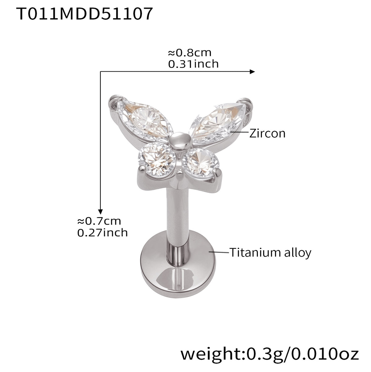 B廠-撒旦的孩子美人魚穿刺唇釘女鈦合釘甜酷辣妹唇環鈦合金飾品「T009」25.11-2
