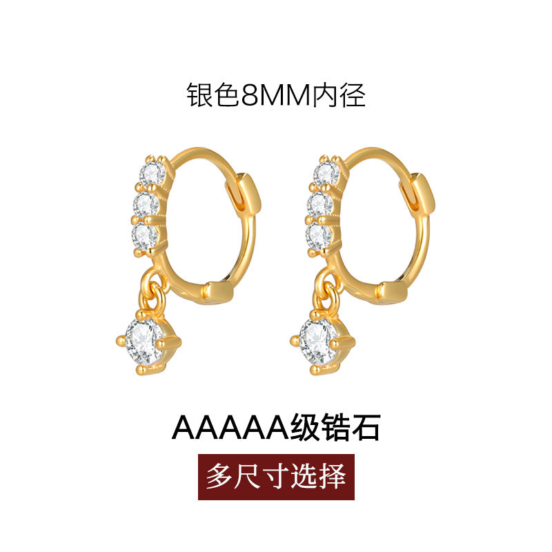 C廠-輕奢氣質氛圍感超閃鋯石耳環女精緻高級感銀針耳扣秋冬時尚耳飾「EH-4348」25.11-4