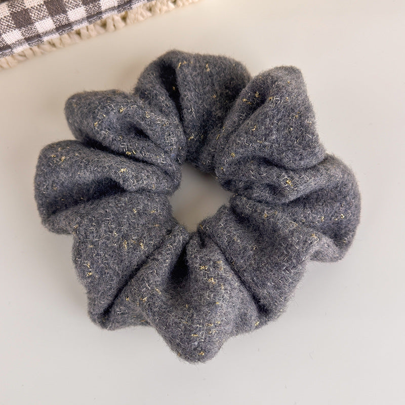 E廠-韓系秋冬彩色毛線針織金絲大腸髮圈女氣質超大丸子頭馬尾頭繩頭飾「27724」25.11-4