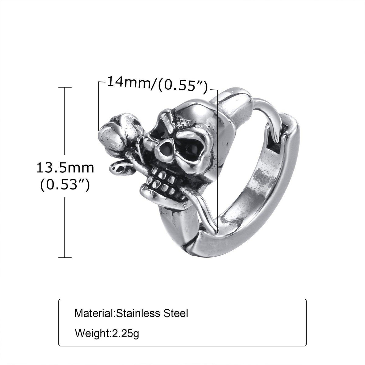 G廠-不鏽鋼骷髏頭玫瑰花耳圈 復古男士耳環朋克嘻哈飾品「EH-444」25.04-2