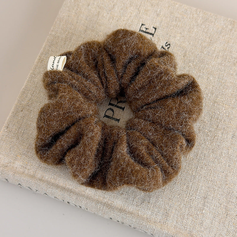 E廠-秋冬質感毛呢大腸髮圈韓系氣質百搭時尚丸子頭馬尾髮繩髮飾髮圈「26247」25.11-2