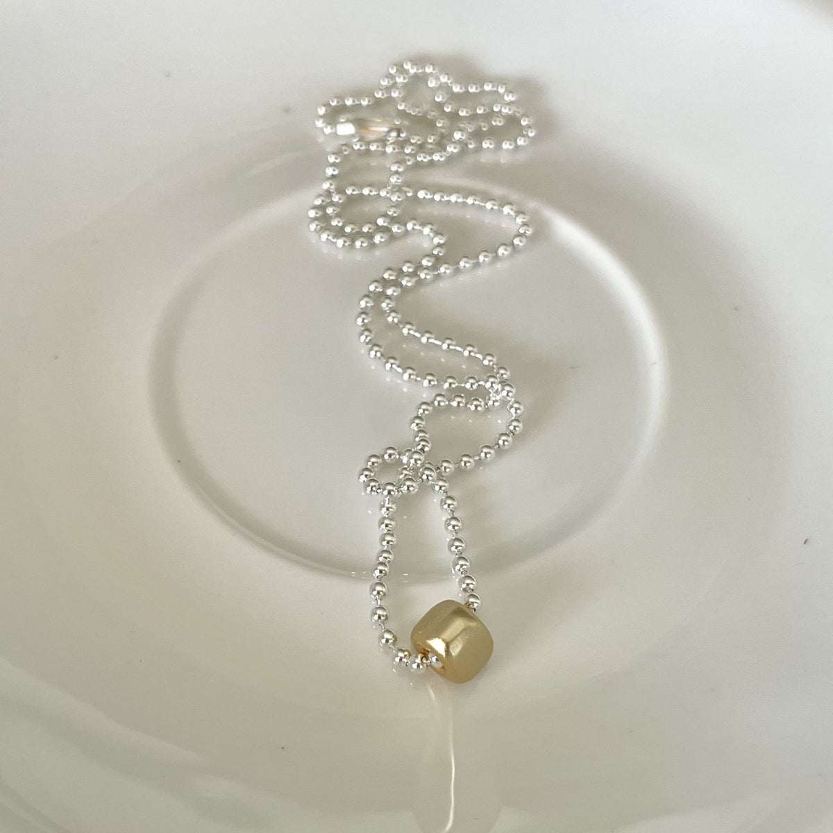 F廠-韓國韓版925純銀三角磨砂珠分色項鍊簡約ins網紅項鍊「B1167」25.12-3