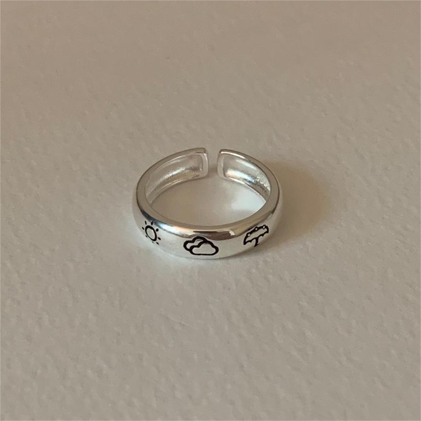 F廠-韓版飾品925純銀天氣雲朵戒指簡約小紅書個性INS流行首飾「J1912」25.10-1