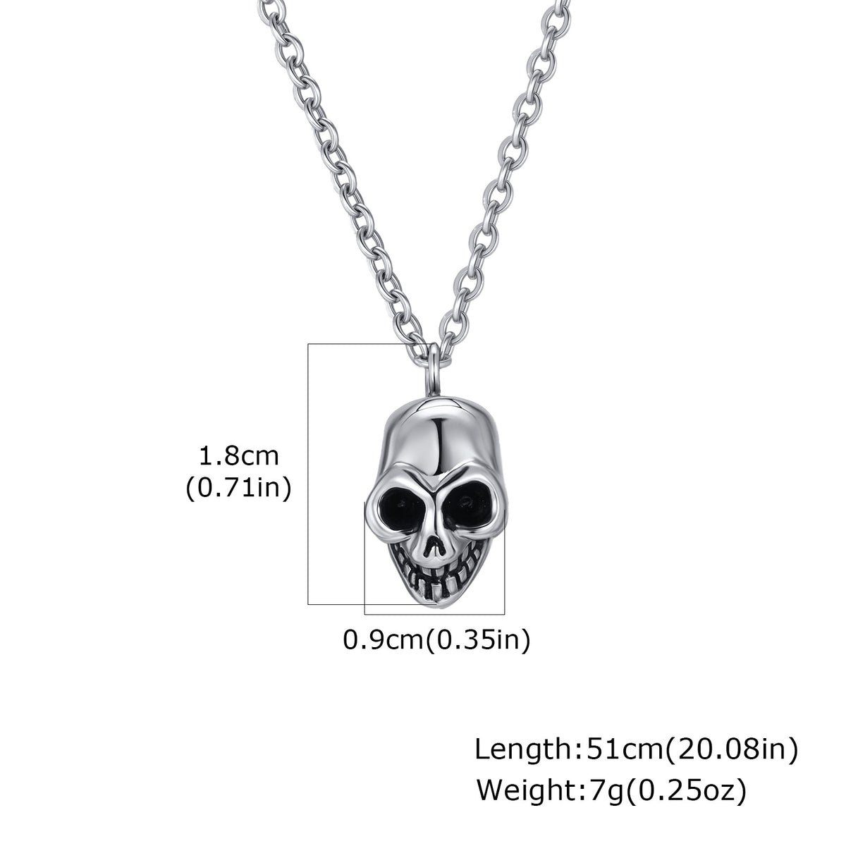 G廠-不鏽鋼扁十字鏈骷顱頭吊墜項鍊「NC-2619」25.12-2