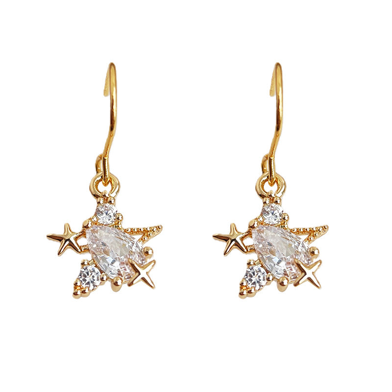 A廠-鑲嵌鋯石個性迷你版日常通勤百搭海星耳環小巧輕奢風簡約耳飾「7060」25.12-1