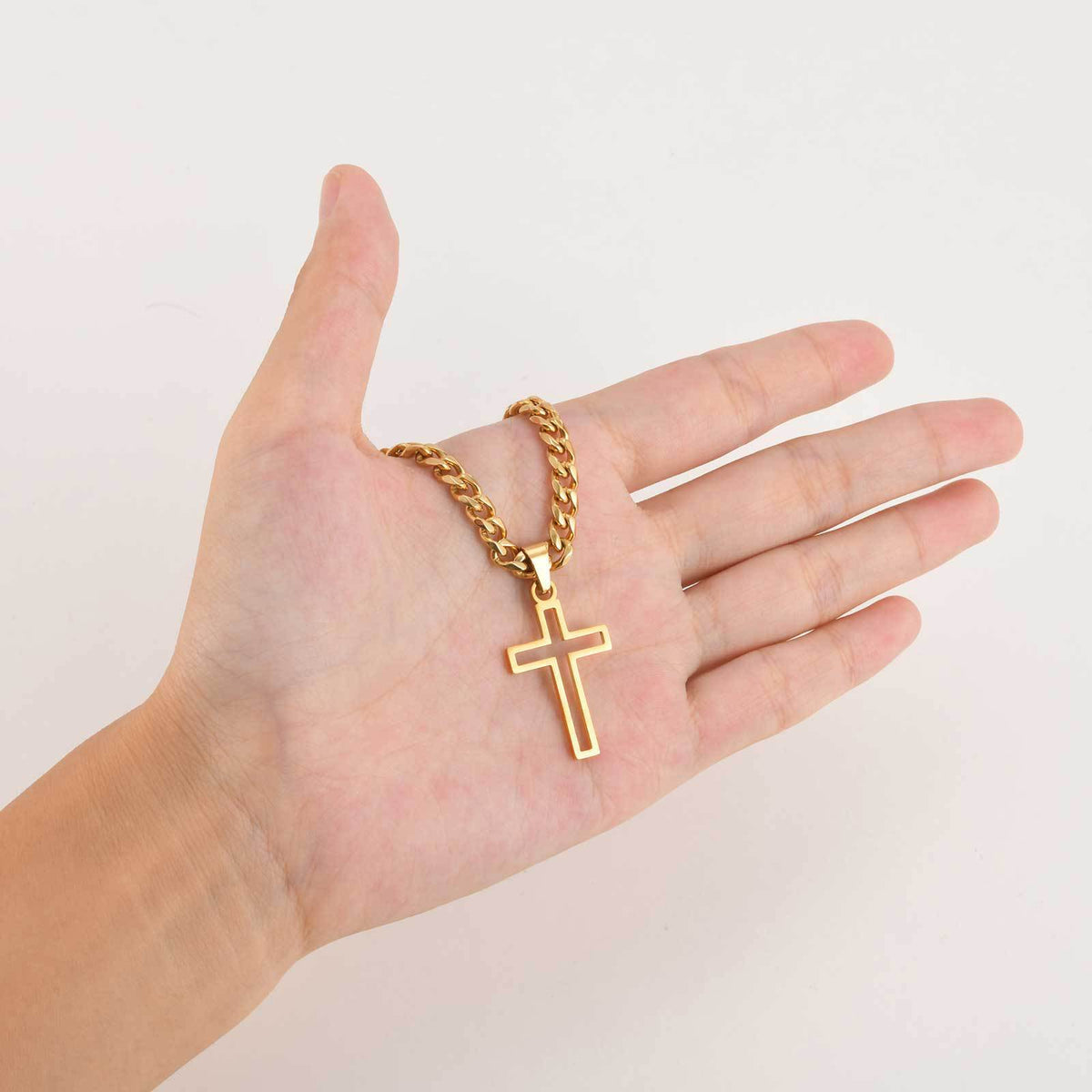 G廠-鈦鋼飾品 不鏽鋼鏤空十字架吊墜項鍊時尚復古高級感鎖骨鏈「PN-1531」25.11-1