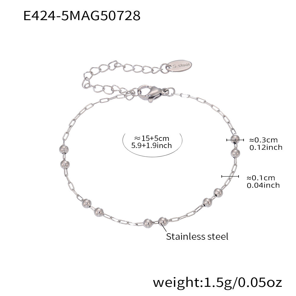 B廠-ins風小眾DIY圓圈鋯石手鍊不鏽鋼18K金女式手圈不掉色飾品「E424」25.08-1