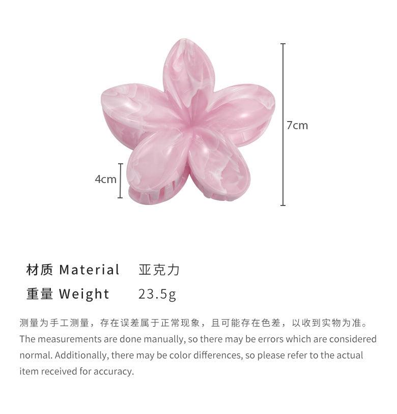 E廠-夏日薄荷曼波雞蛋花抓夾暈染高級感花朵鯊魚夾甜美後腦勺立體髮夾「25706」24.07-3