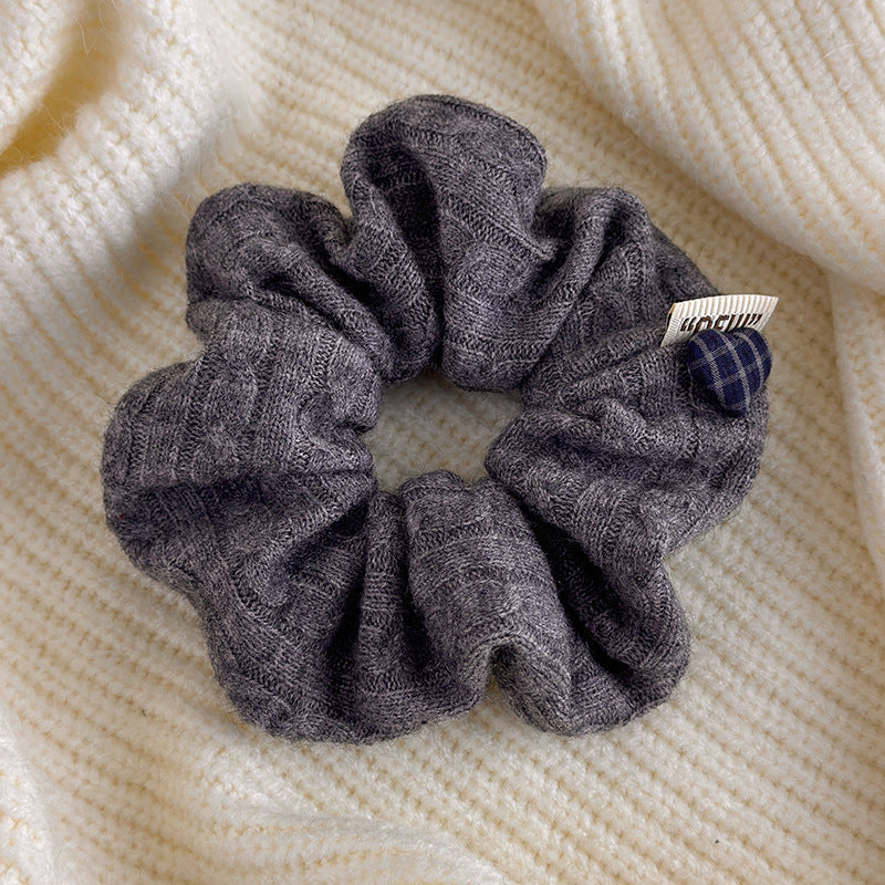 E廠-韓系麻花針織褶皺毛線大腸髮圈高級感氣質頭花髮繩扎頭高彈力頭繩「27707」25.11-4