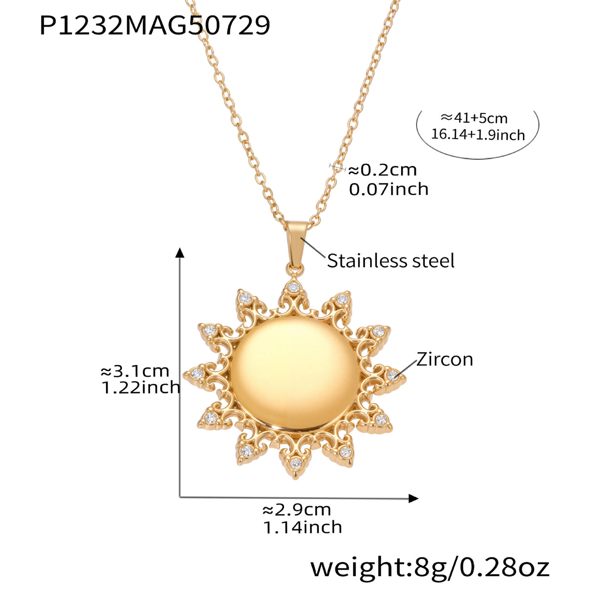 B廠-氣質字母鋯石MOM項鍊太陽花吊墜鍍18K金時尚飾品母親節禮物「P1230-1232」25.08-2