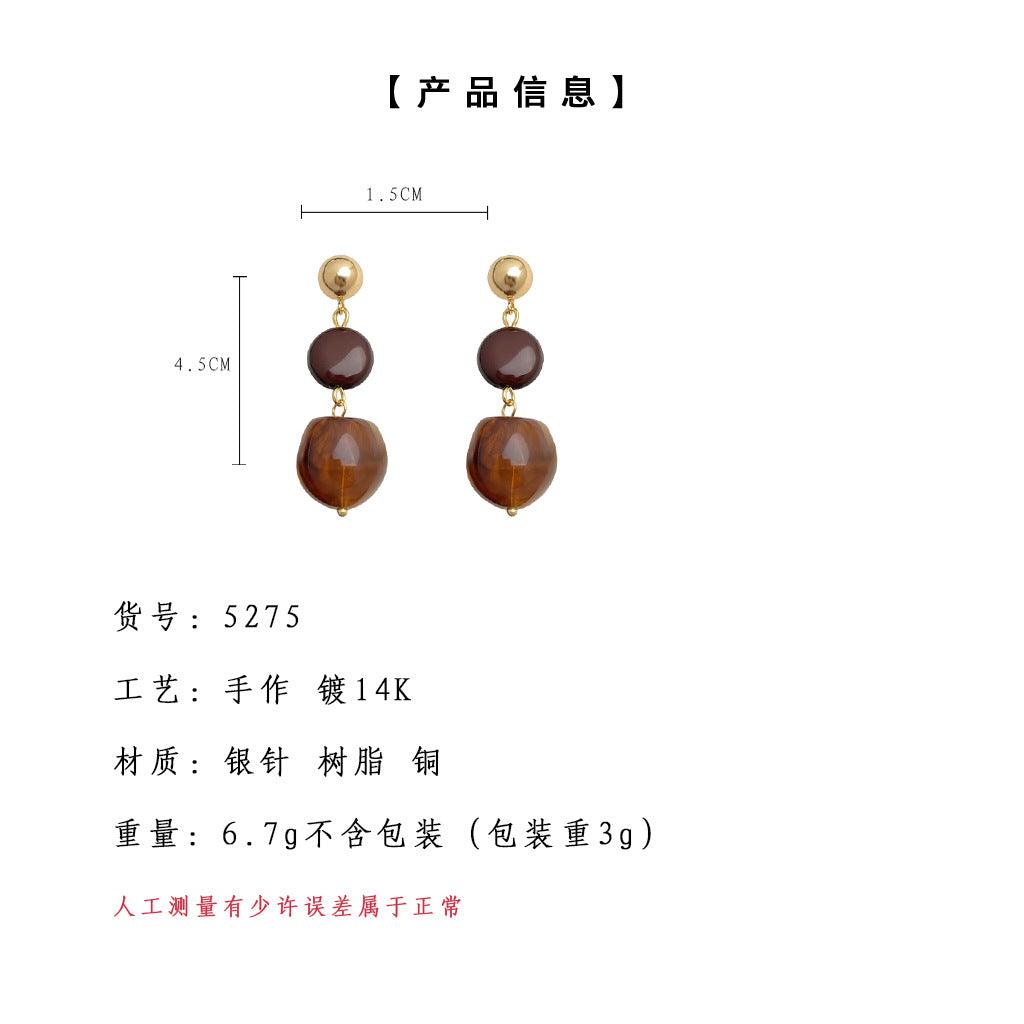 A廠-文藝復古美拉德色系925銀針鍍14K手工藝設計感長款流蘇耳環工廠耳飾「5275」24.12-2