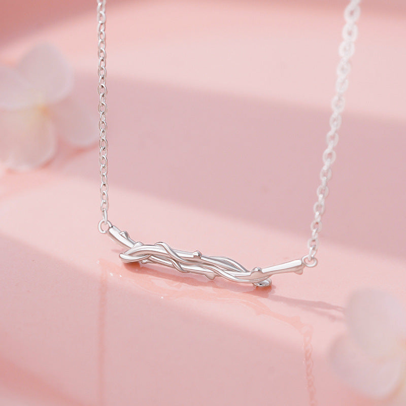 D廠-S999足銀個性花枝蝴蝶鎖骨鏈女韓風少女感氣質文藝風情侶項鍊批發「YC1811N_1」25.11-3