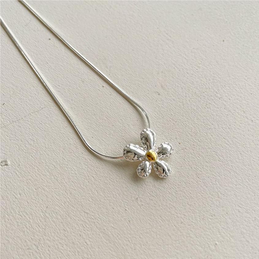 F廠-韓國韓版飾品 925純銀項鍊簡約小眾chic網紅雛菊蛇骨項鍊「B1098」25.04-4