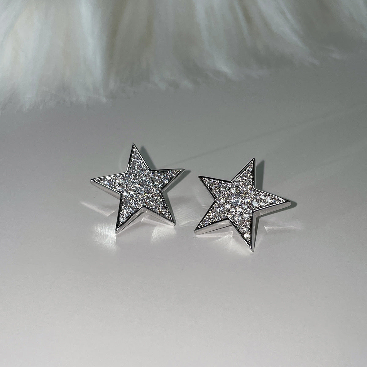 C廠-925銀針滿鑽五角星耳釘輕奢簡約百搭高級感鋯石耳環日常精緻耳飾「EH-4111」25.11-3