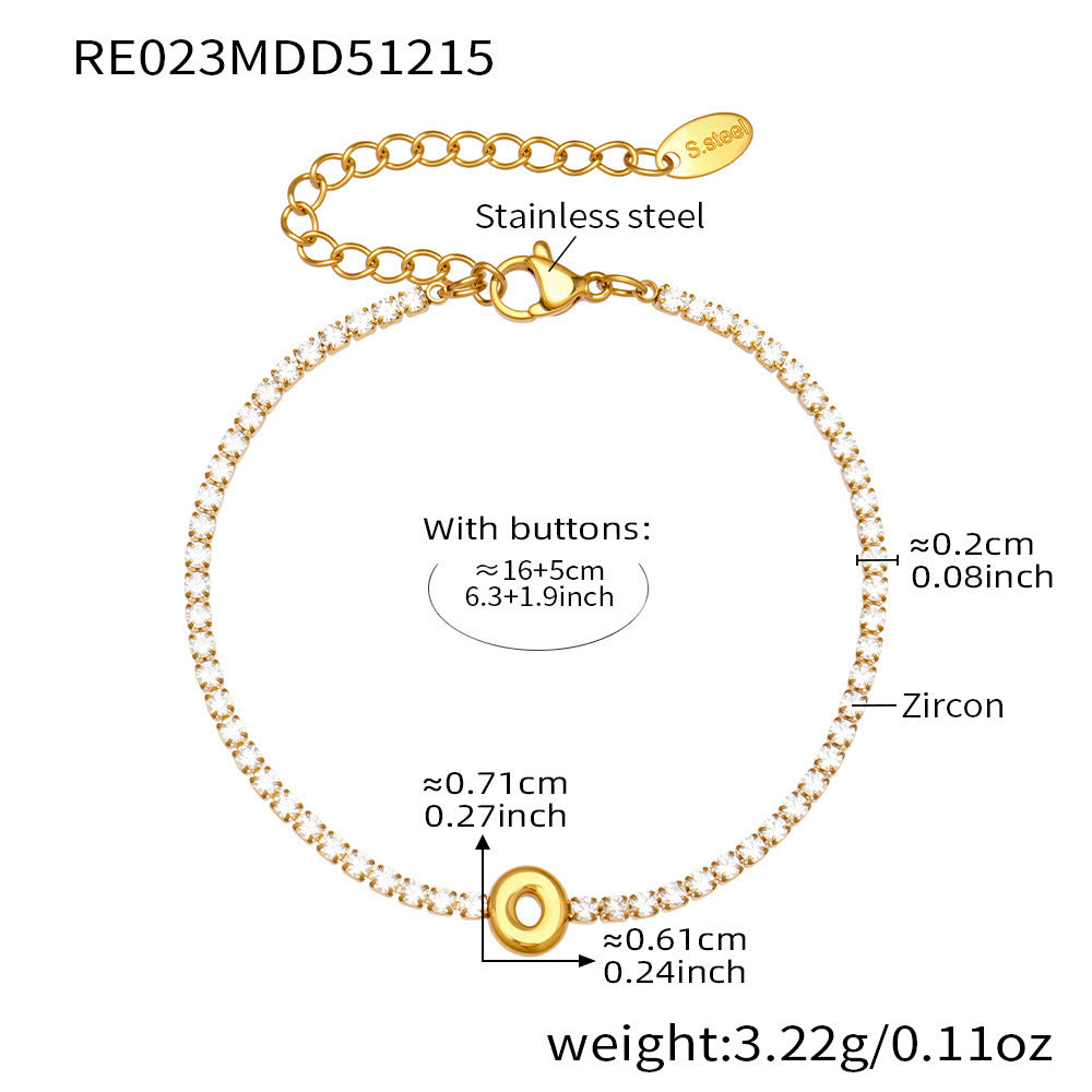 B廠-爆閃爪鑲鋯石26字母手鍊 不鏽鋼鍍18k真金時尚精緻氣質珠寶首飾女「RE023」25.12-3