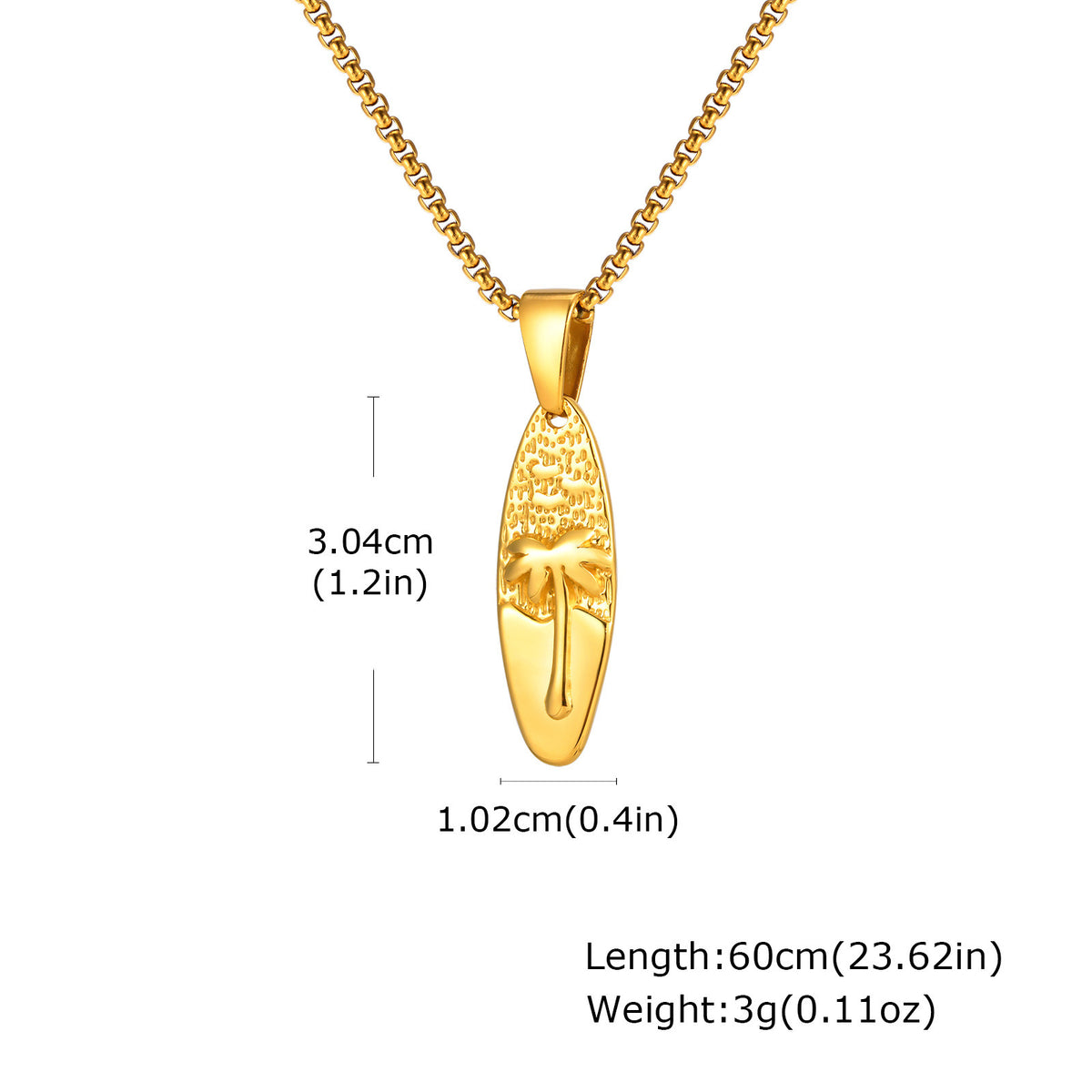 G廠-男士休閒度假風不鏽鋼橢圓椰樹吊墜項鍊 歐美時尚飾品批發「PN-2159」25.10-5