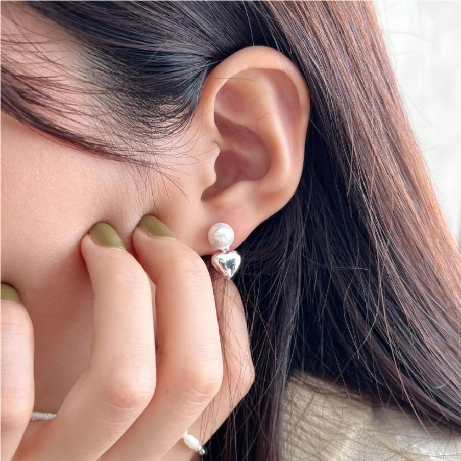 F廠-韓國韓版女小紅書愛心珍珠甜美925純銀耳扣耳釘耳墜網紅耳「C1056」25.09-4