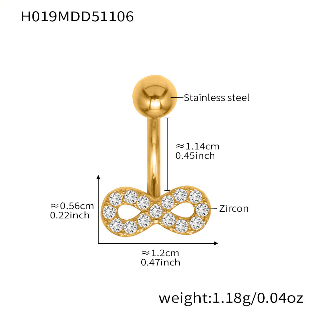 B廠-跨境新款多元素滿鑽鋯石肚臍釘不鏽鋼鍍18k金歐美穿刺飾品「H009」25.11-2