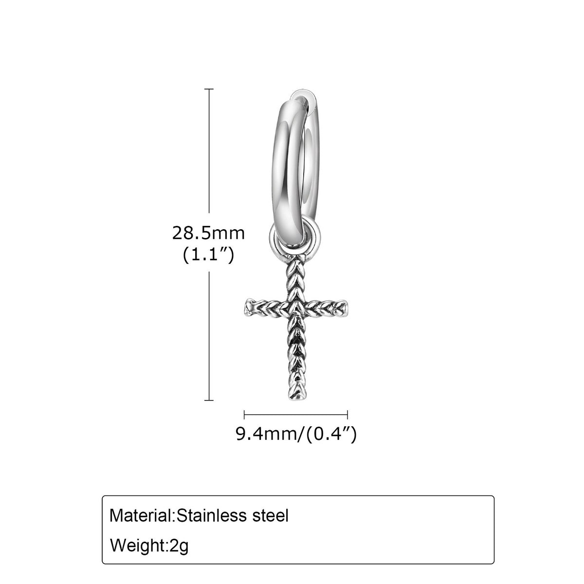 G廠-男士飾品不鏽鋼麻花十字架耳環復古「ED-748」25.04-4