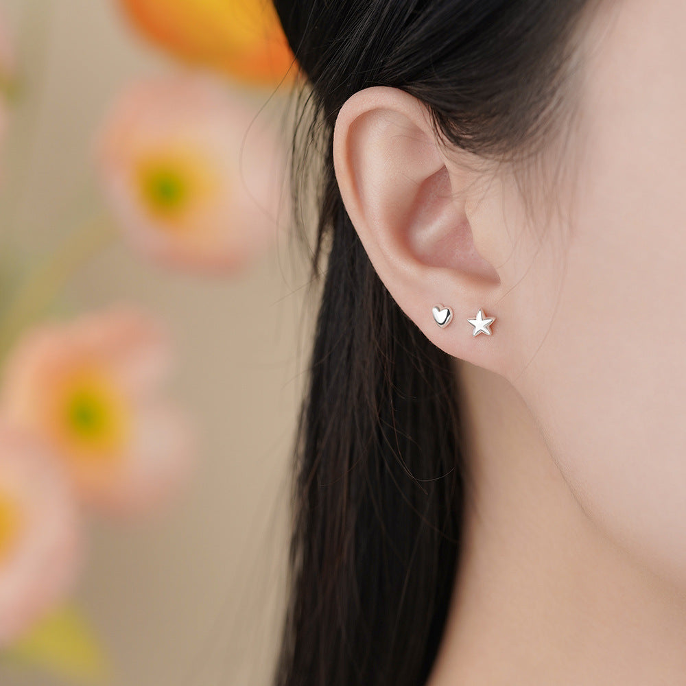 D廠-足銀S999愛心星星耳環韓風個性ins氛圍感唯美氛圍感小眾耳飾「YC9001E_1」25.11-4