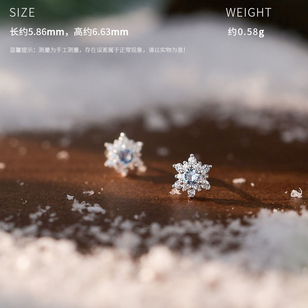 D廠-足銀S999雪花鋯石耳環韓風新款創意甜美風溫柔聖誕養耳洞耳飾批發「YC5733E_2」25.12-3