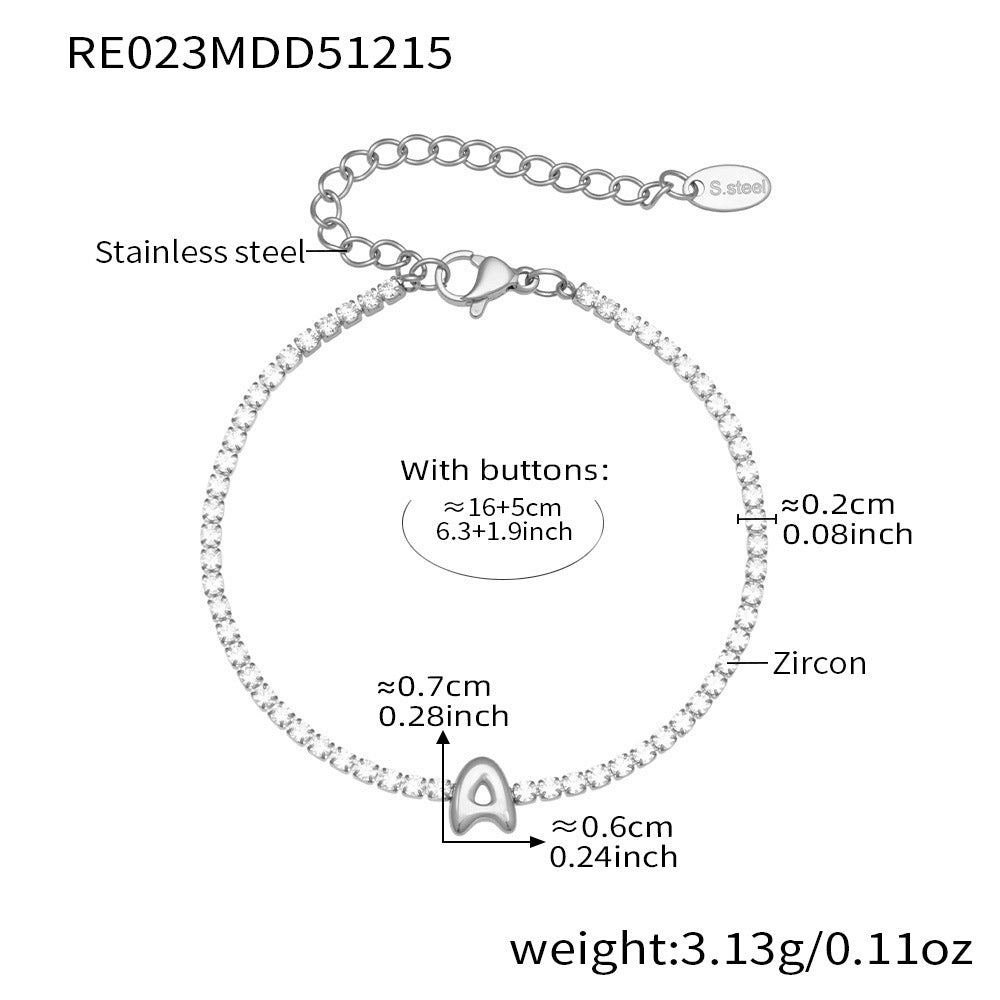 B廠-爆閃爪鑲鋯石26字母手鍊 不鏽鋼鍍18k真金時尚精緻氣質珠寶首飾女「RE023」25.12-3