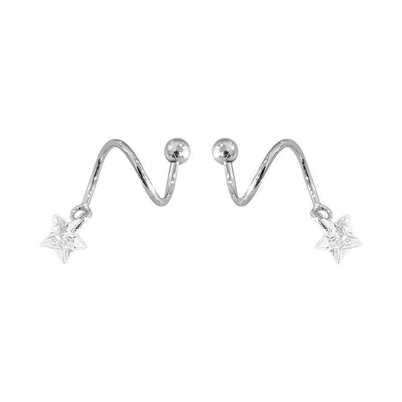 D廠-S925純銀時尚星星旋轉耳環女個性冷淡風螺絲款防掉耳飾品「YC9939E」24.03-4 - 安蘋飾品批發