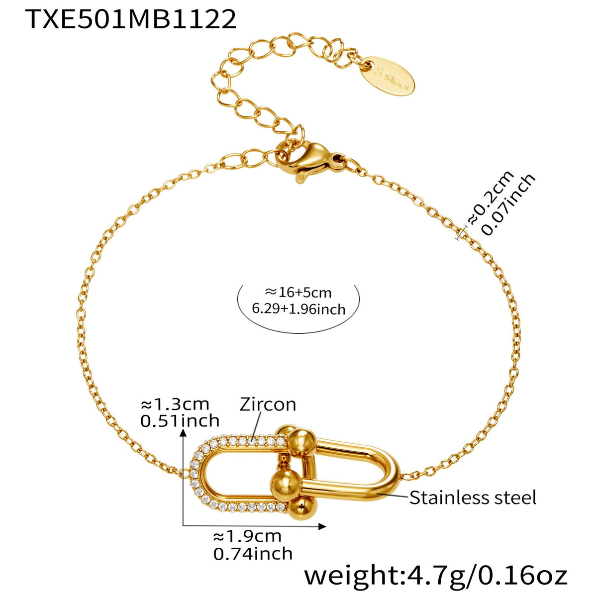 B廠-不鏽鋼馬蹄扣帶鑽飾品耳環戒指手鍊項鍊首飾套裝鍍18k真金不掉色「TXP501」25.11-4