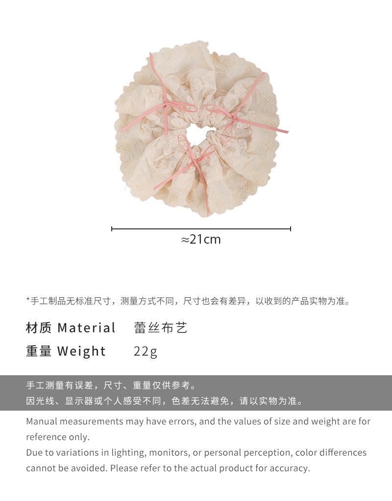 E廠-2025年新款粉色蝴蝶結甜美大腸髮圈芭蕾風溫柔蕾絲髮繩扎頭髮髮飾「26557」25.02-3