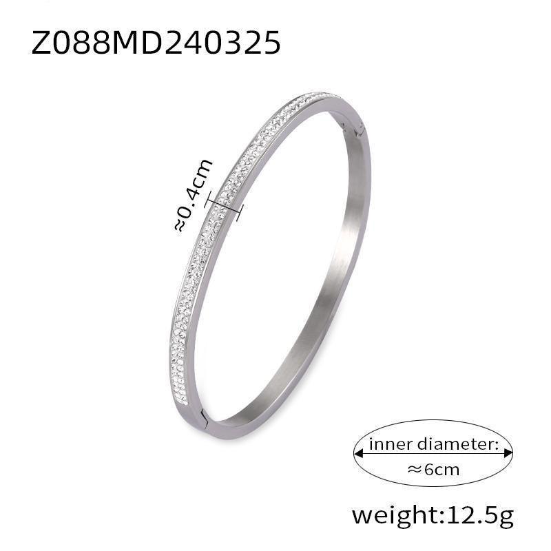B廠-復古小眾個性獨特簡約飾品雕刻羅馬數字設計感鑲鑽鈦鋼鍍金手鐲「Z088」24.03-5