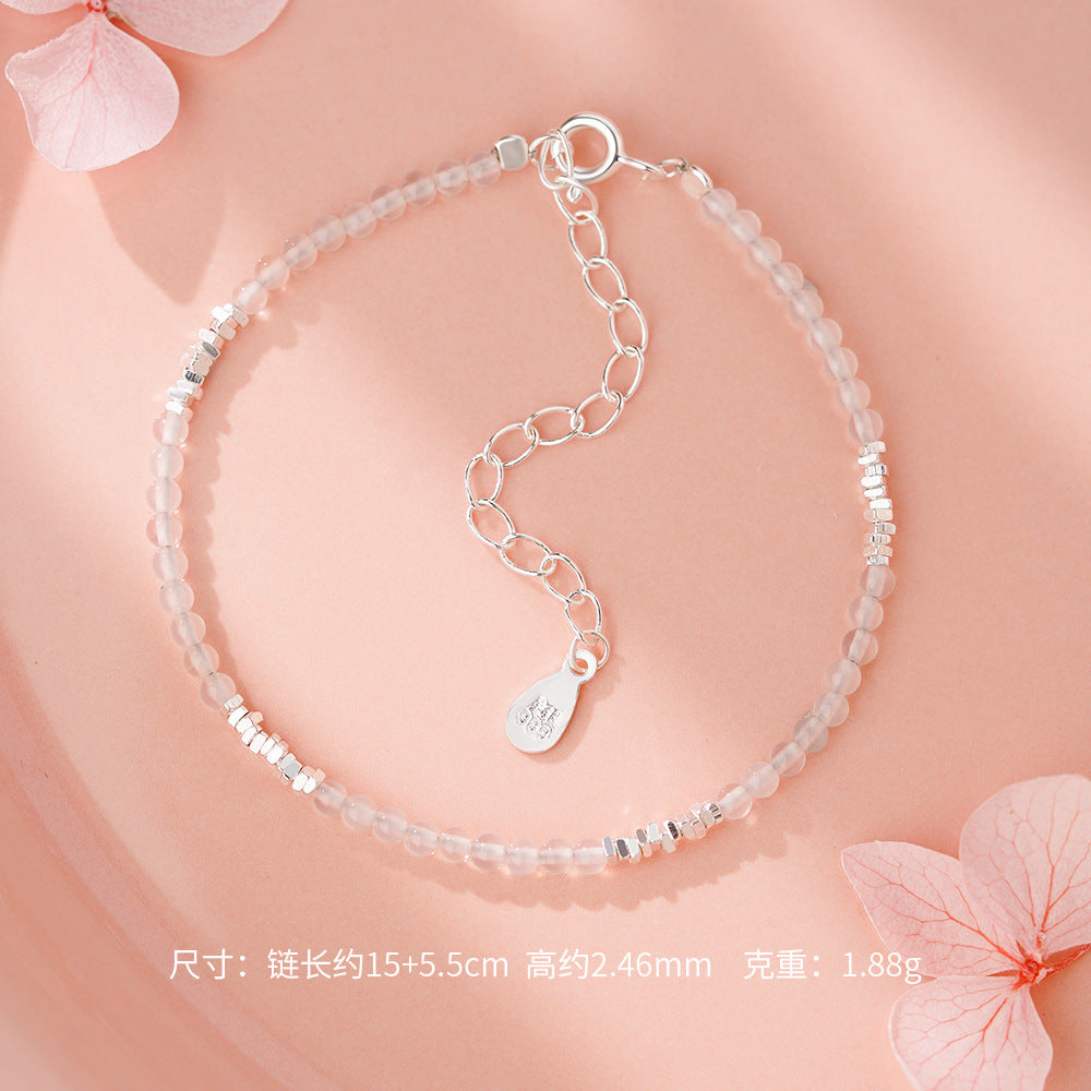 D廠-足銀S999瑪瑙碎銀情侶手鍊新中式極簡淡雅文藝氣質手飾「YC4745SL_1」25.11-4