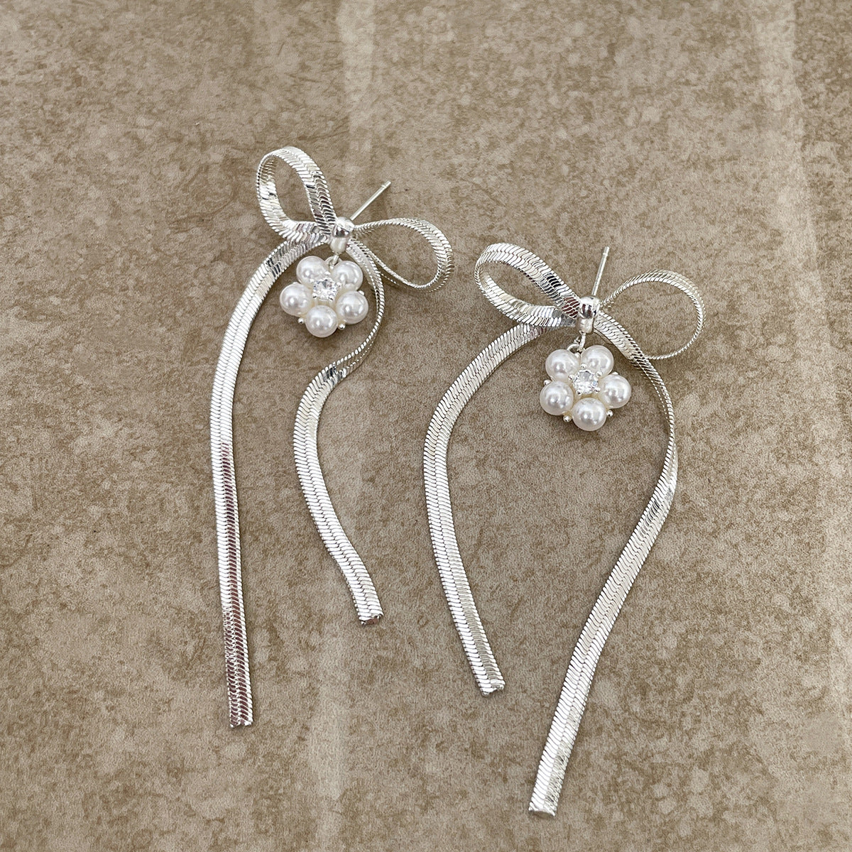 C廠-小清新絕美珍珠花朵耳釘女甜美百搭高級感蝴蝶結流蘇耳環精緻耳飾「EH-4139」25.10-5