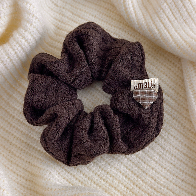 E廠-韓系麻花針織褶皺毛線大腸髮圈高級感氣質頭花髮繩扎頭高彈力頭繩「27707」25.11-4