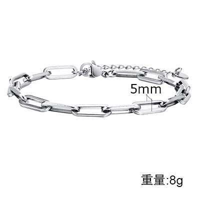 G廠-男士時尚手鍊不鏽鋼扁長十字鏈手鍊鋼色「BR-1395」25.04-2