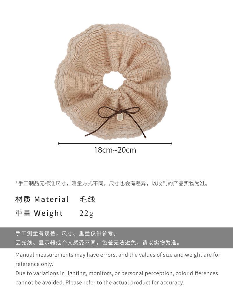E廠-溫柔氣質軟糯針織毛線大腸髮圈女秋冬氛圍感韓系丸子頭低馬尾髮繩「26349」24.12-1