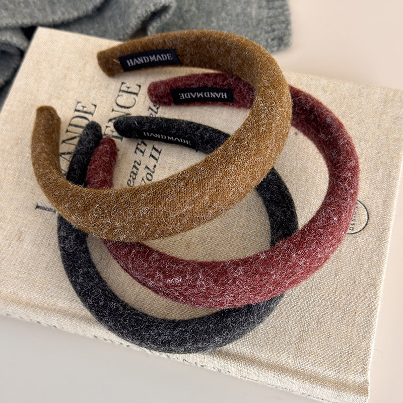 E廠-深色系毛氈髮箍女高顱頂壓髮洗臉頭箍不勒頭防滑髮卡2025新款髮飾「26247-2」25.11-2