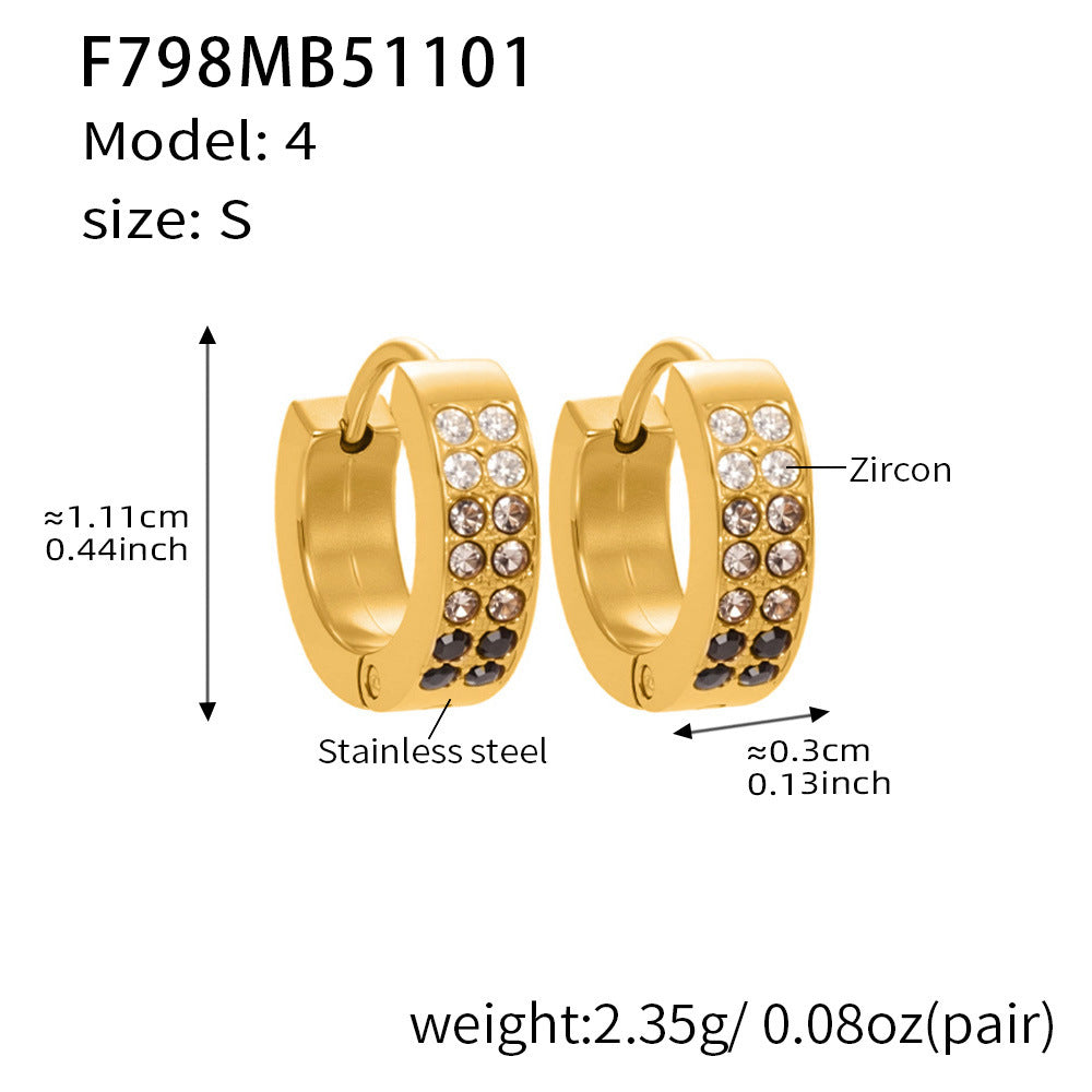 B廠-簡約C型鑲彩鑽拼色鋯石耳扣不鏽鋼鍍18k真金輕奢小眾耳環女「F798」25.11-1