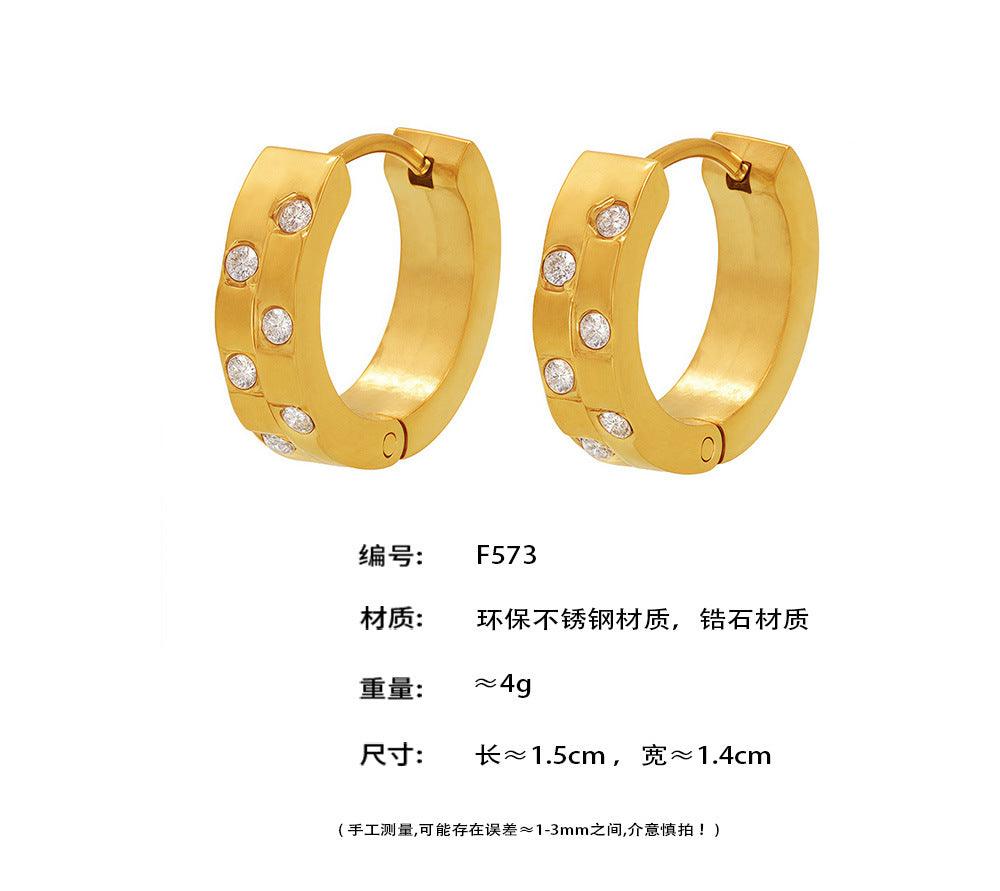 B廠-精緻C型鋯石耳環不鏽鋼PVD鍍18K真金氣質輕奢耳飾現貨批發「F573」25.03-4