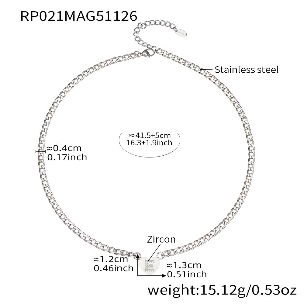 B廠-不鏽鋼愛心字母鑲嵌鋯石吊墜項鍊手鍊套裝 歐美個性首飾鍍18k真金「RP021」25.12-1