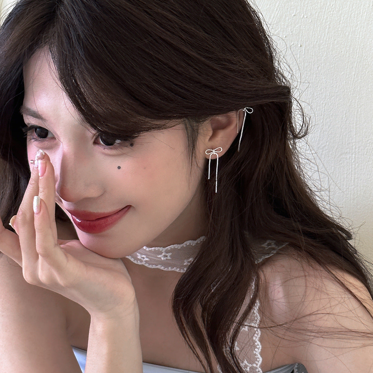 C廠-925銀針輕奢蝴蝶結流蘇耳釘女百搭個性高級感耳環氣質時尚新耳飾「EH-3838」25.07-2