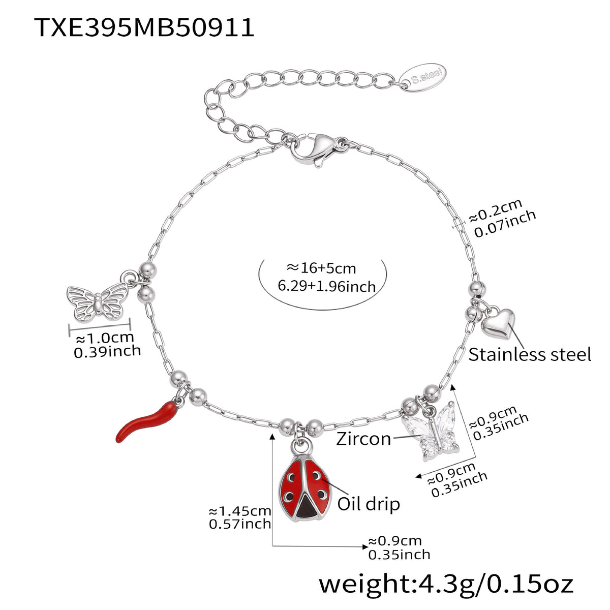 B廠-不鏽鋼琺瑯彩釉小昆蟲DIY多配件項鍊手鍊套裝歐美時尚新款「TXP394」25.09-3