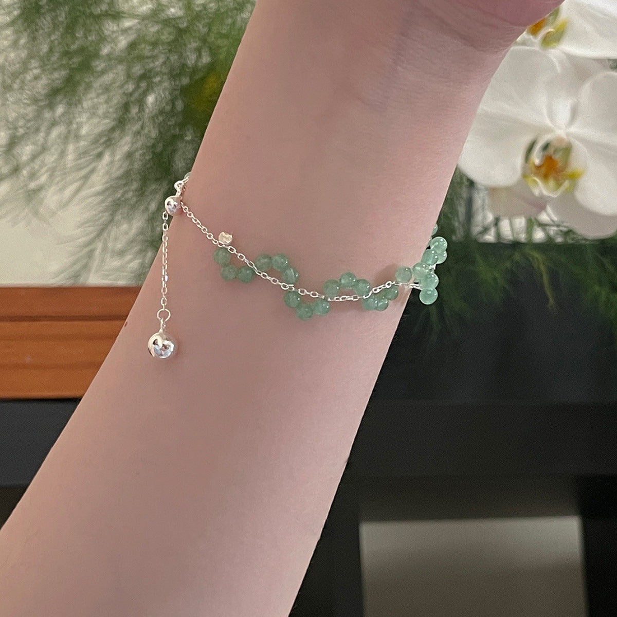 C廠-簡約氣質925銀手鍊女小清新ins風清冷感綠水晶手串輕奢高級感手飾「SL-476」25.08-5