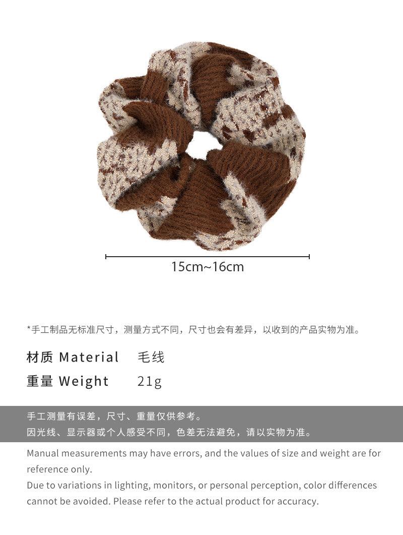 E廠-秋冬氣質高級感軟糯針織大腸髮圈氣質百搭馬尾髮繩條紋扎頭繩頭花「26407」24.12-3